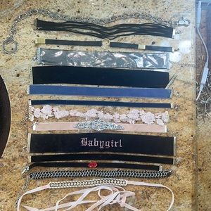 Set of 14 chocker necklaces
